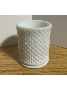 Westmoreland English Hobnail Milk Glass Dresser Jar Candle Holder Vintage MCM